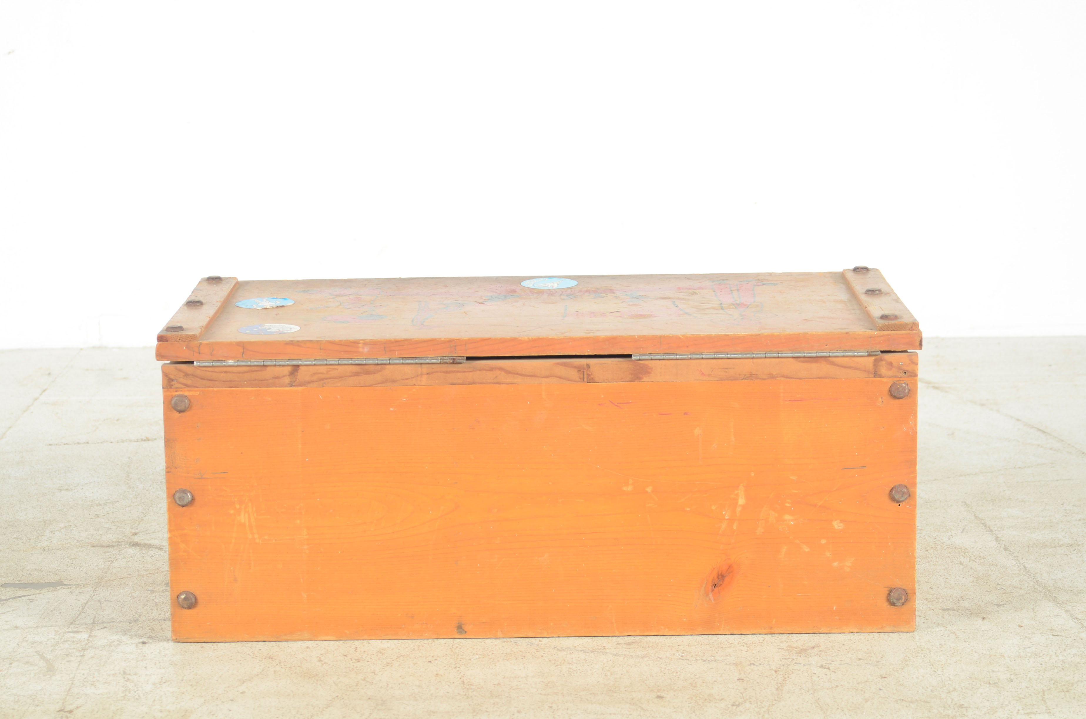 Vintage Wood Toy Chest with Vintage Horses EBTH