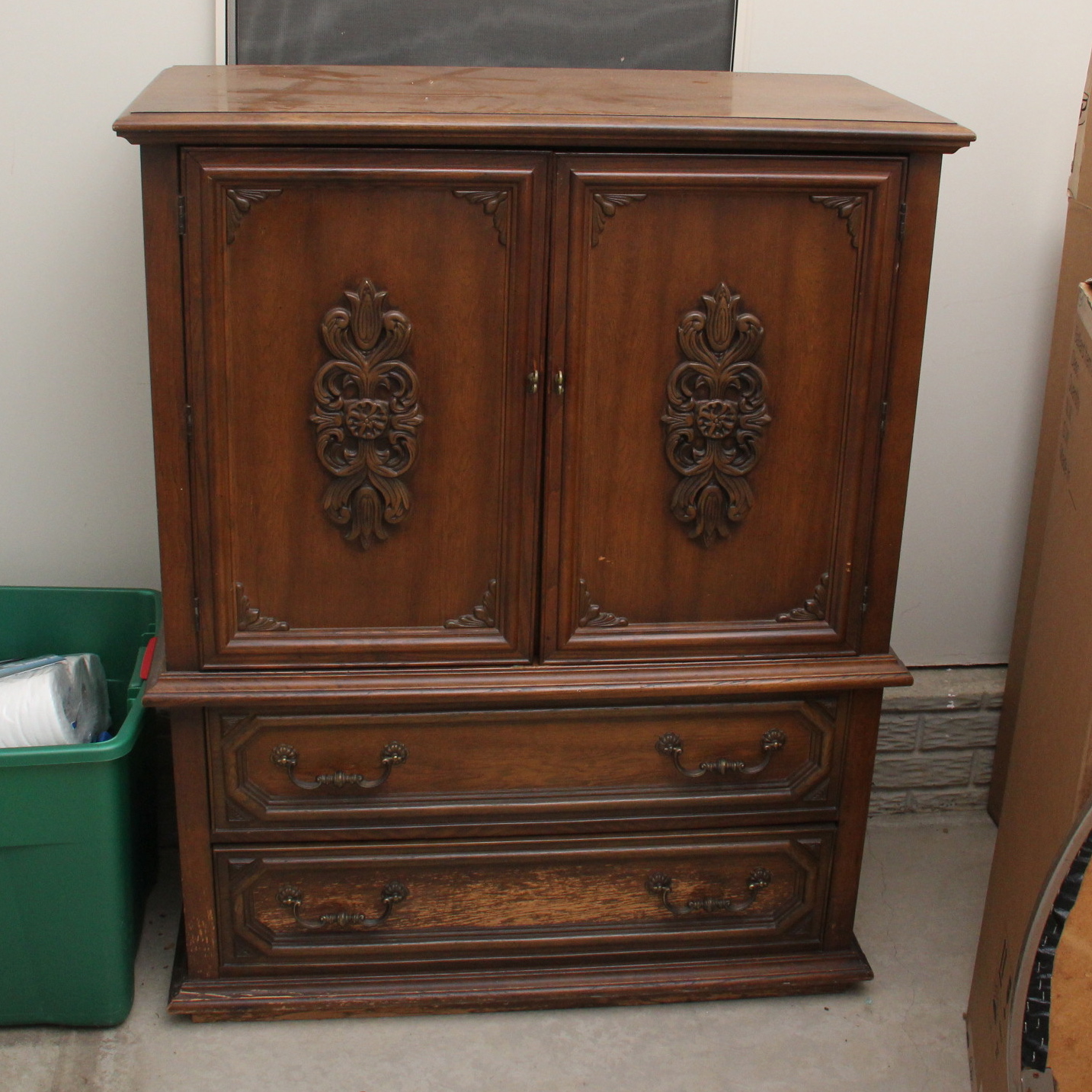 Vintage Bassett Furniture Walnut Armoire Ebth