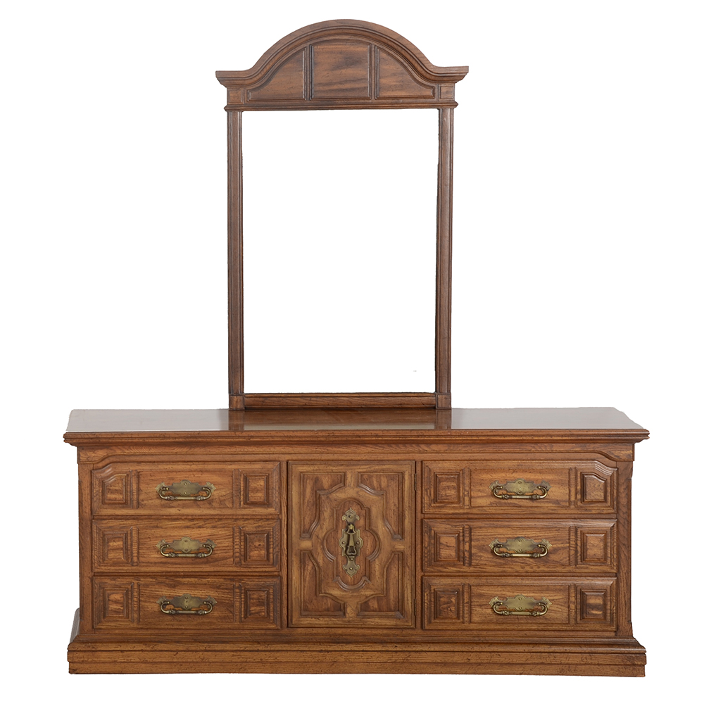 Burlington House Laminated Dresser With Mirror Ebth