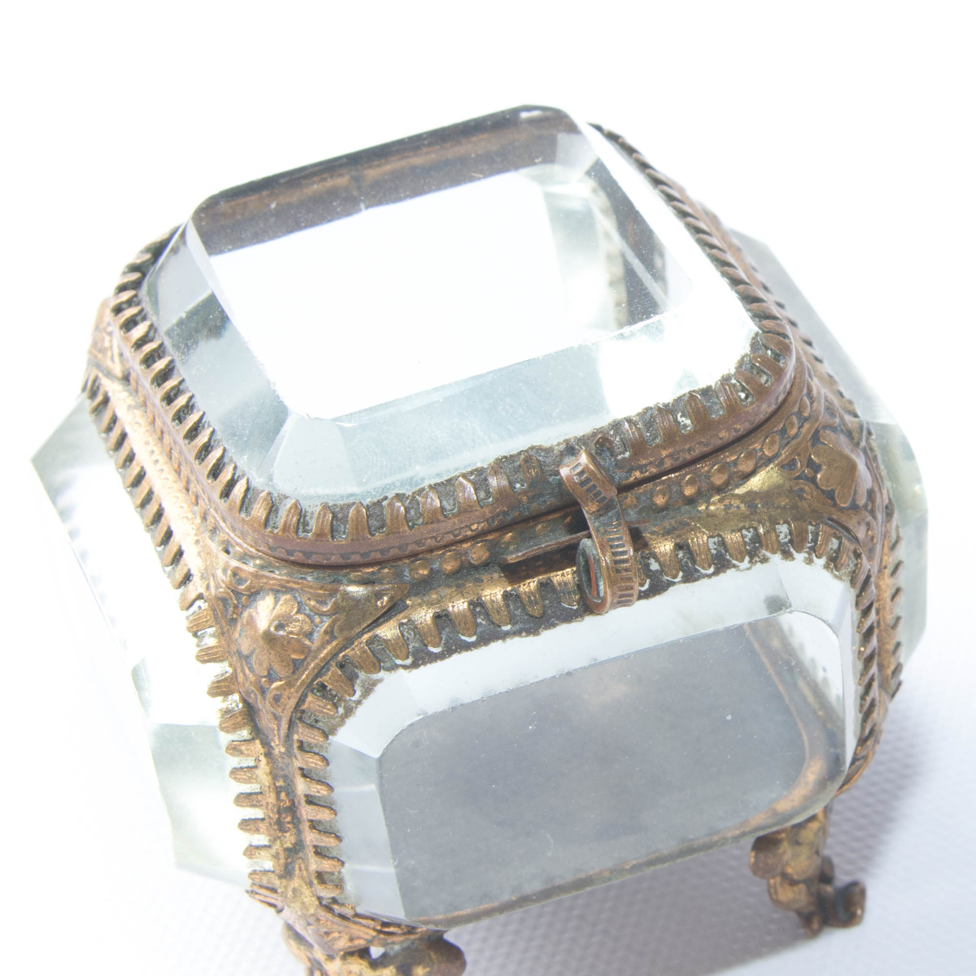 Antique Glass Jewelry Casket EBTH