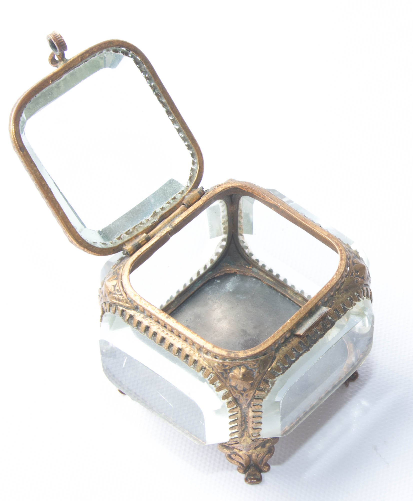 Antique Glass Jewelry Casket EBTH