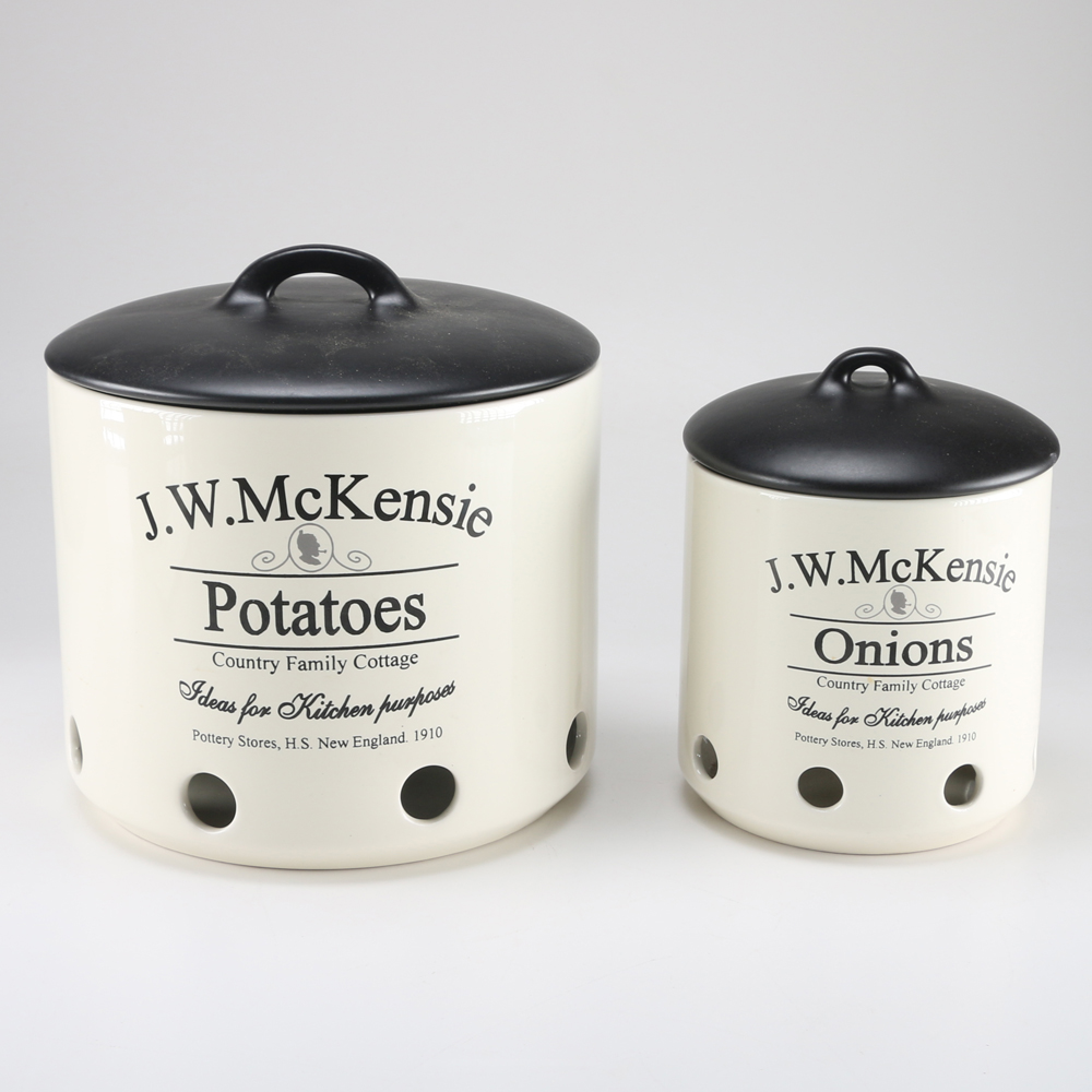 J.W. McKensie Ceramic Potato and Onion Containers EBTH