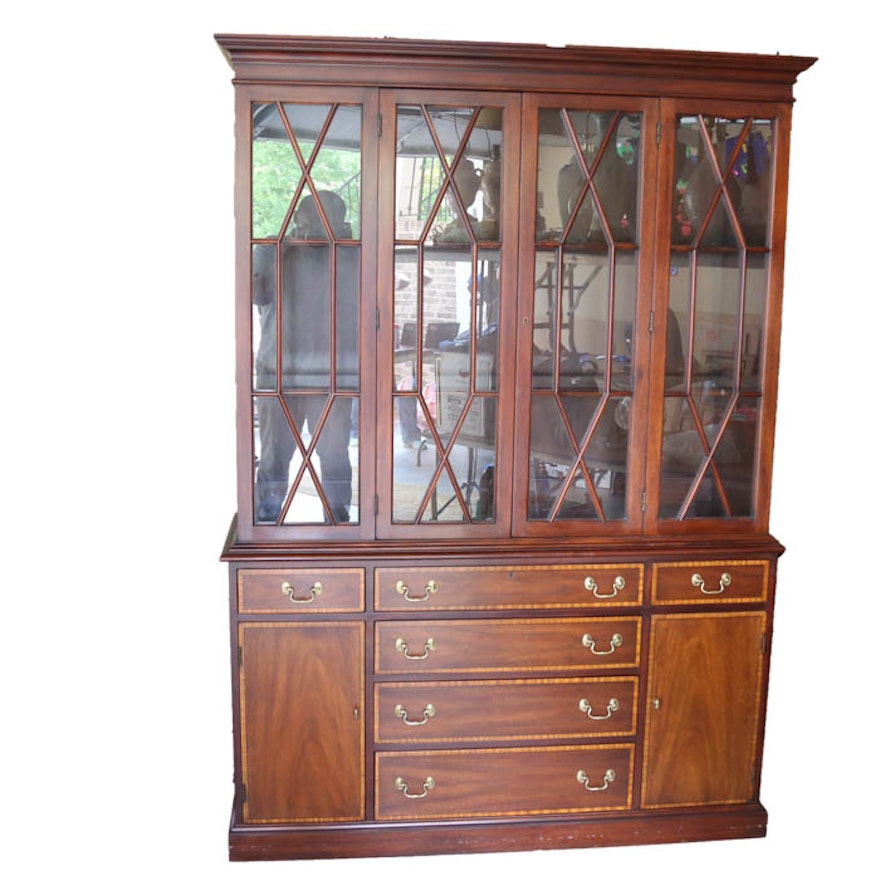 Henkel Harris Mahogany And Burled Walnut China Cabinet Ebth