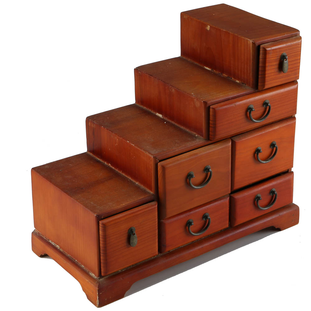 Japanese Step Tansu Style Jewelry Box EBTH