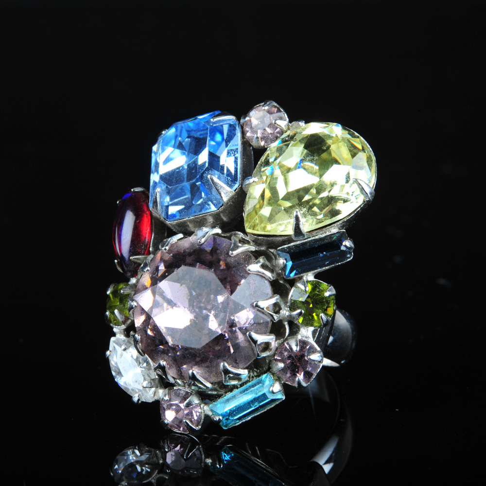 Costume Ring with Foil Back Gemstones EBTH