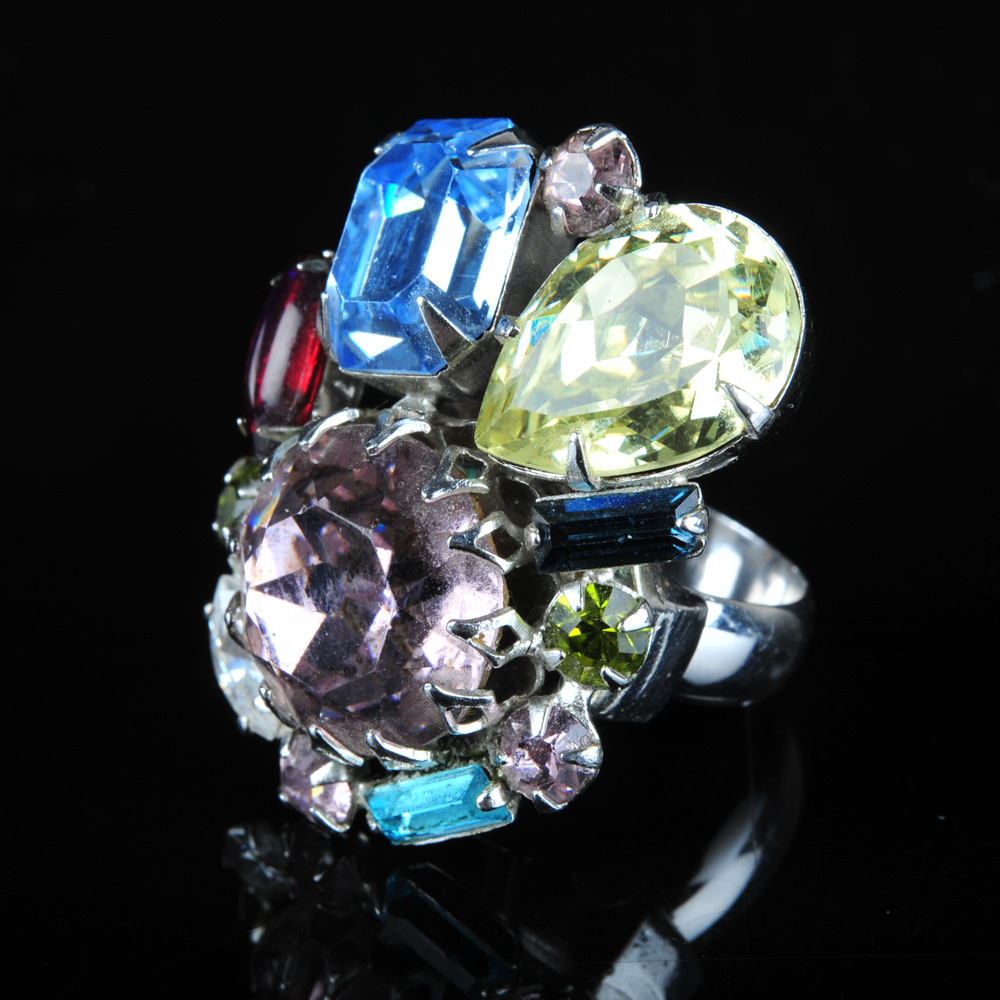 Costume Ring with Foil Back Gemstones EBTH