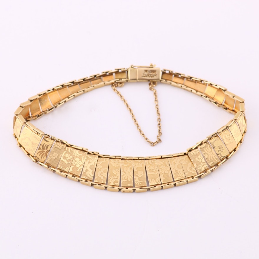 18K Yellow Gold Bracelet with Asian-Inspired Design
