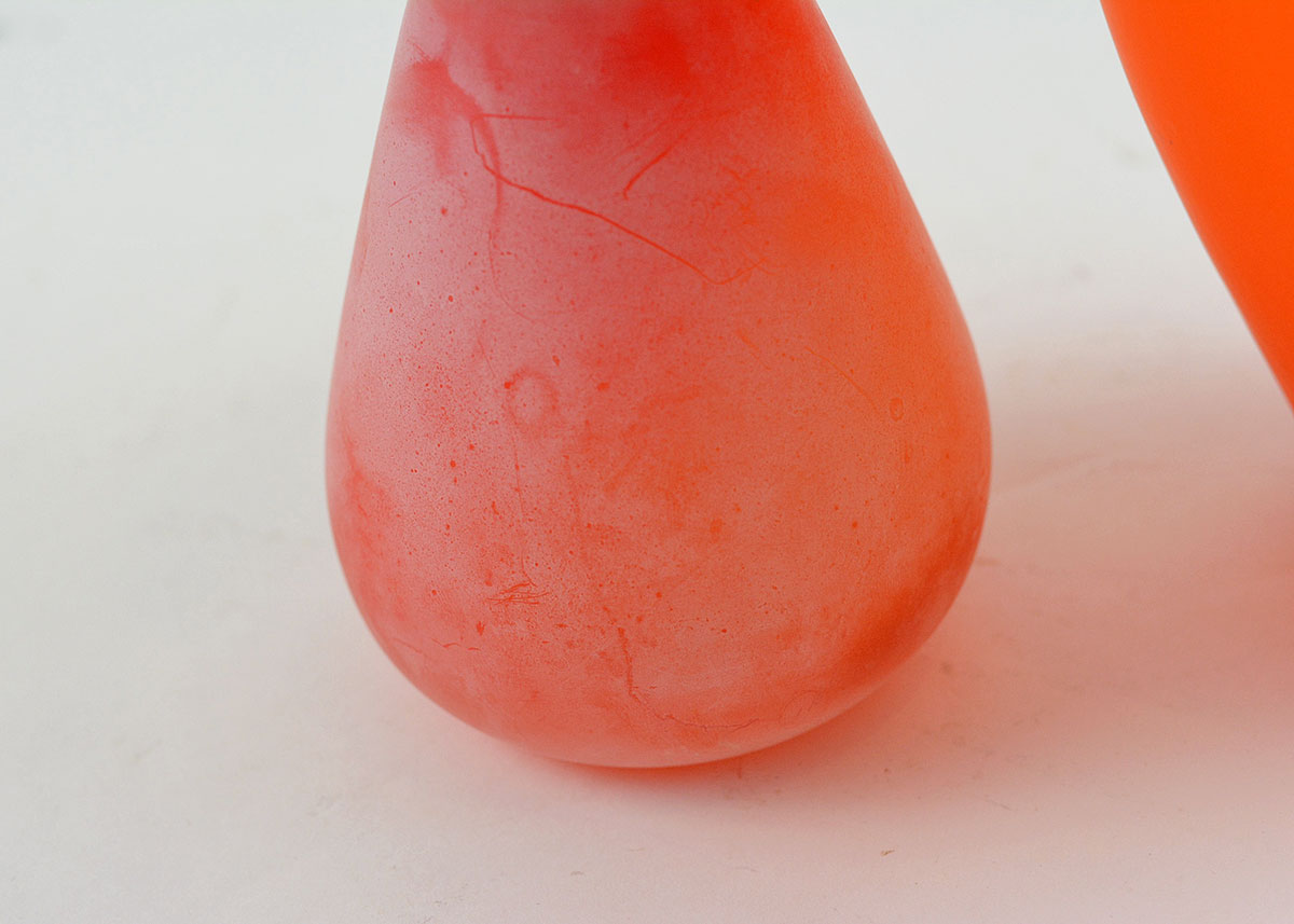 Red and Orange Frosted Glass Vase Pair EBTH