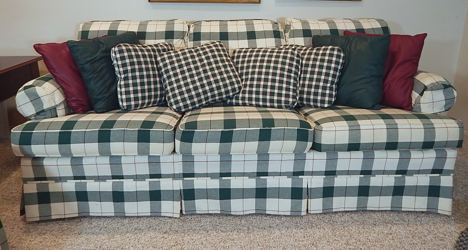 Broyhill Green Plaid Sofa EBTH
