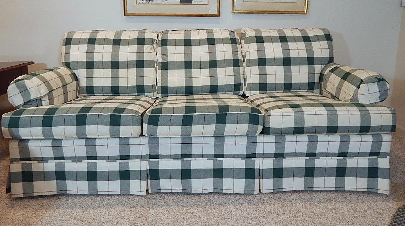 green plaid sofa bed