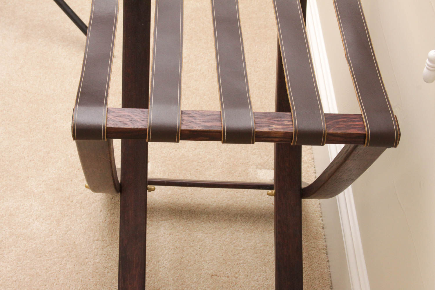 Wooden and Leather Luggage Rack EBTH