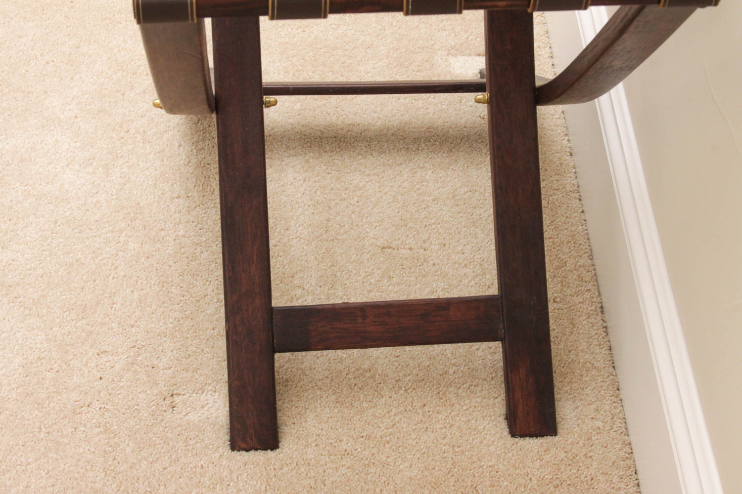 Wooden and Leather Luggage Rack EBTH