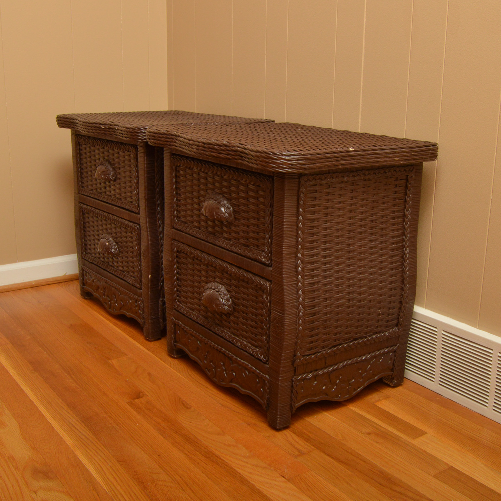 Pier 1 Wicker Nightstand Pair EBTH