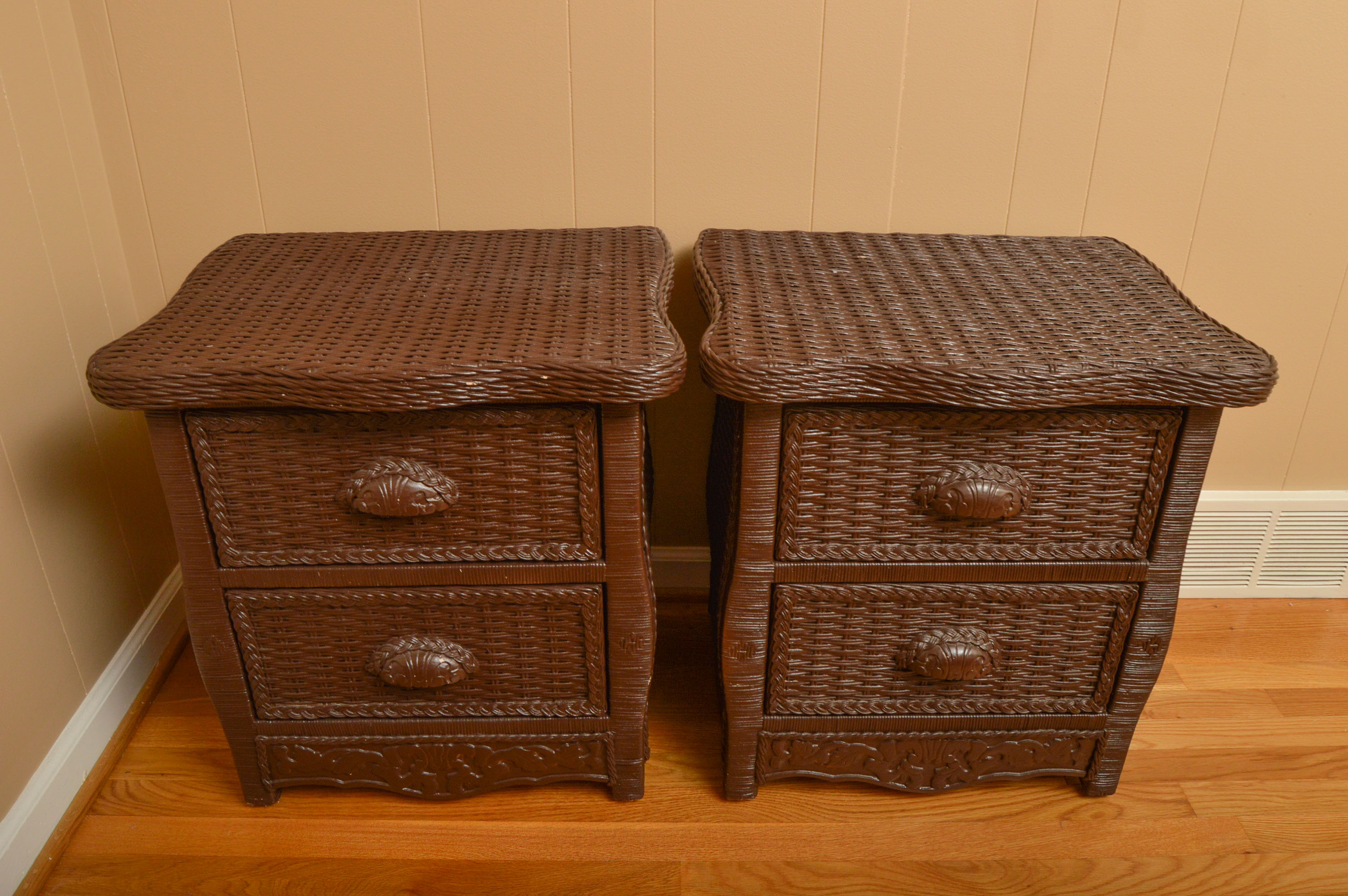 Pier 1 Wicker Nightstand Pair EBTH