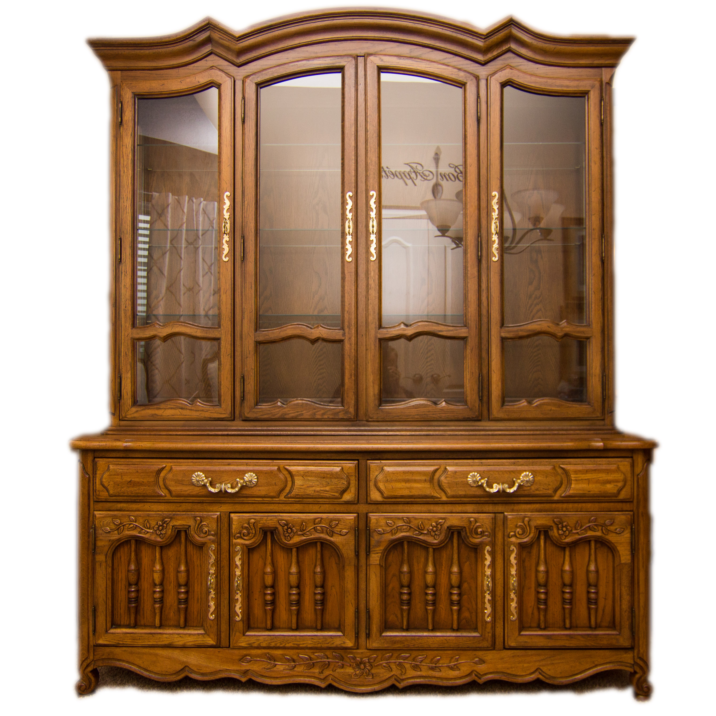 Thomasville French Provincial Style Oak China Cabinet Ebth