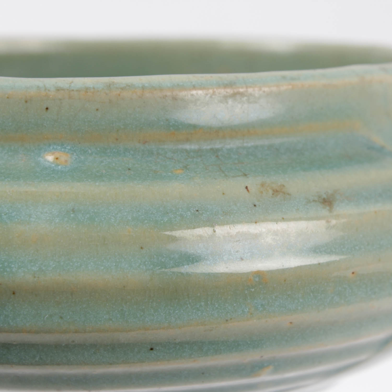 Art Deco Pottery Shallow Bowl in Seafoam Green Glaze EBTH
