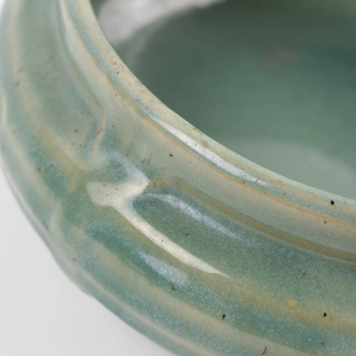 Art Deco Pottery Shallow Bowl in Seafoam Green Glaze EBTH