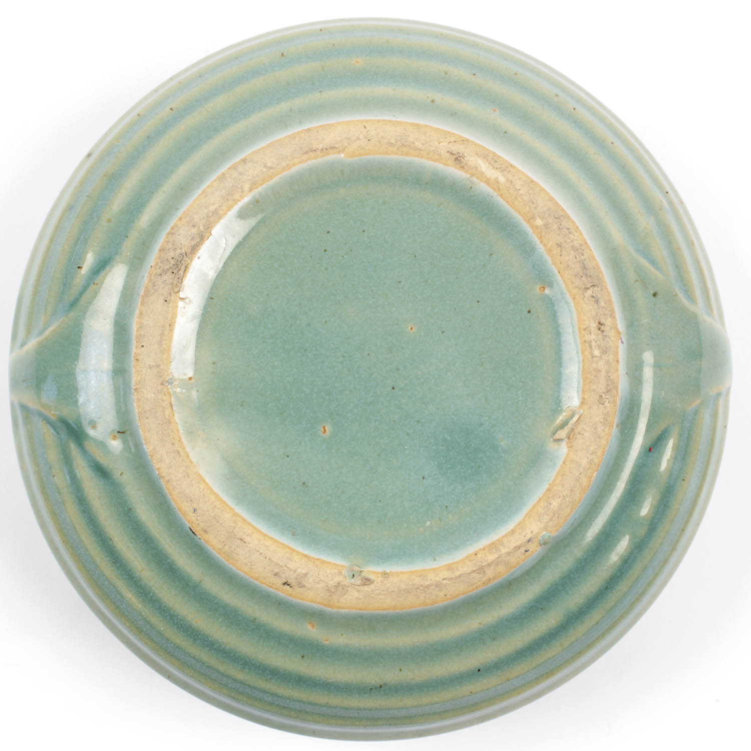Art Deco Pottery Shallow Bowl in Seafoam Green Glaze EBTH