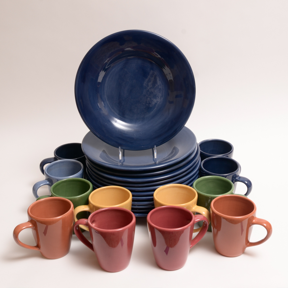 Pottery Barn Sausalito Plates And Mugs Ebth