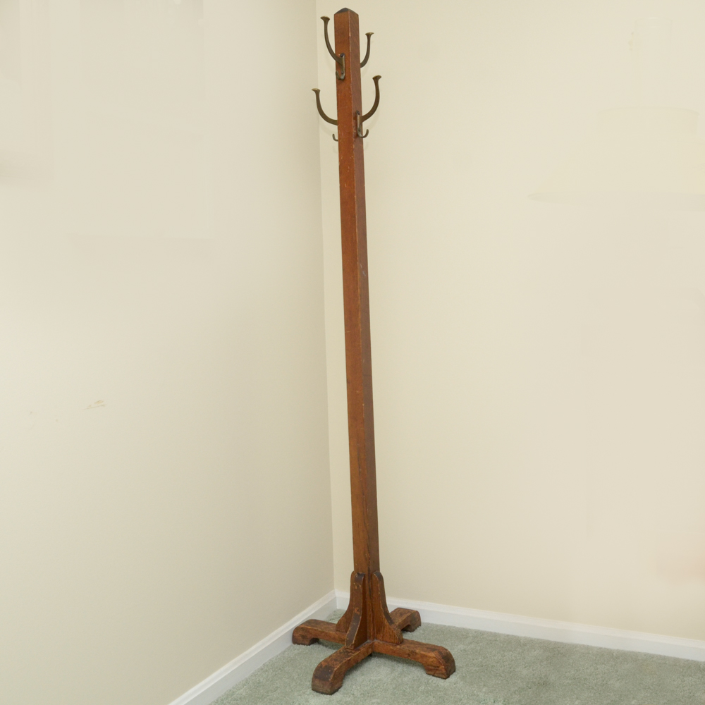 Vintage Oak Coat Tree EBTH