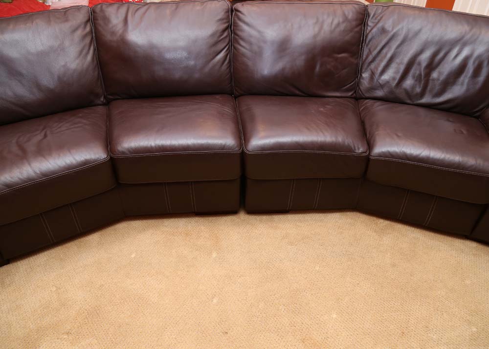 Bassett Leather Sectional Couch and Ottomans EBTH