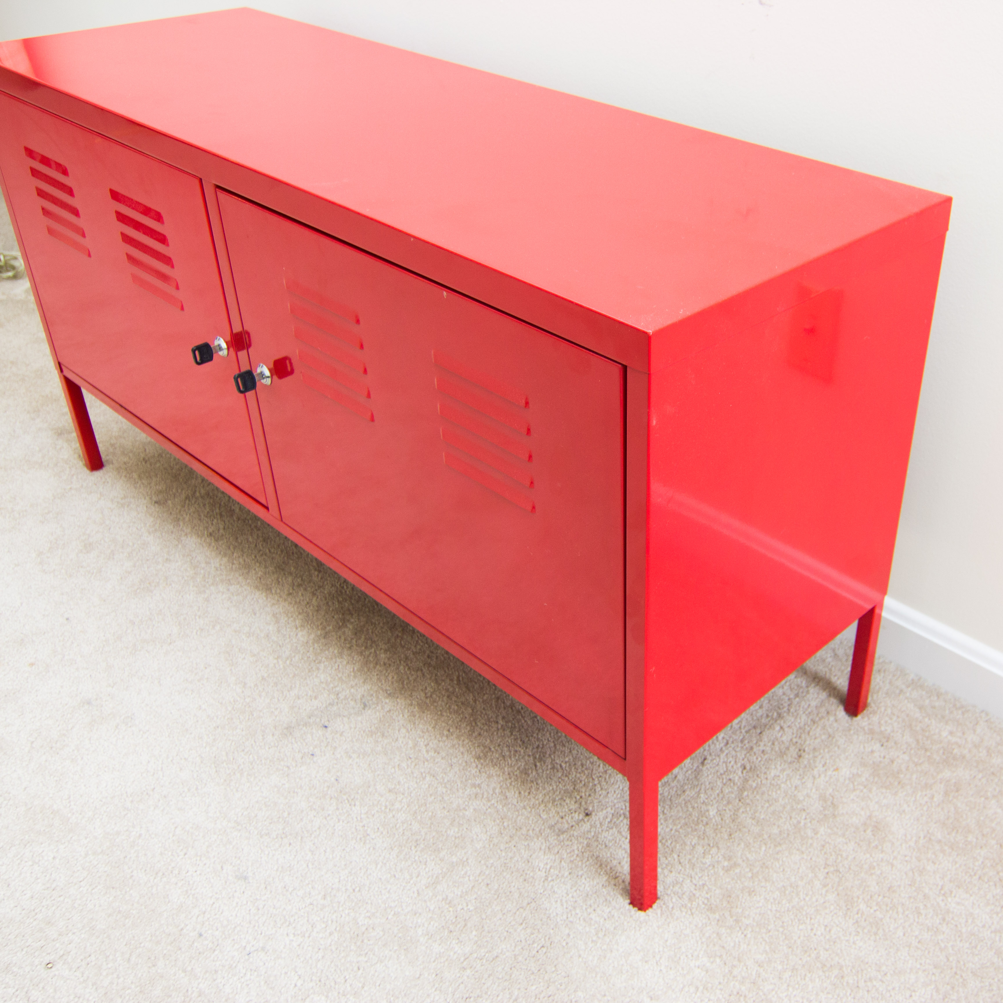 Metal Television Stand with Lockable Doors by Ikea EBTH