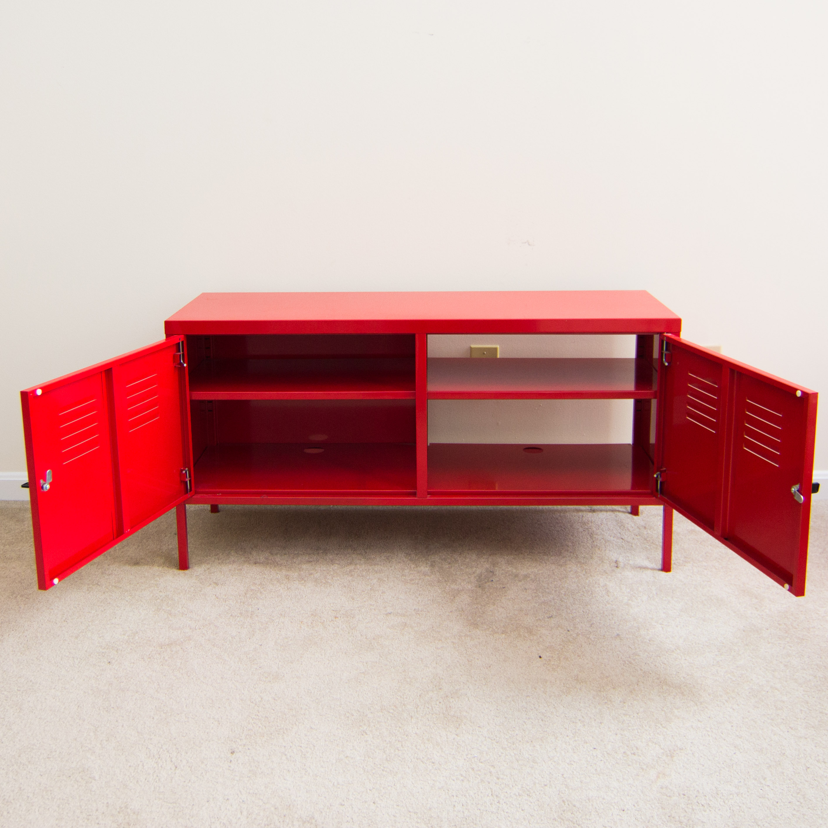 Metal Television Stand with Lockable Doors by Ikea EBTH