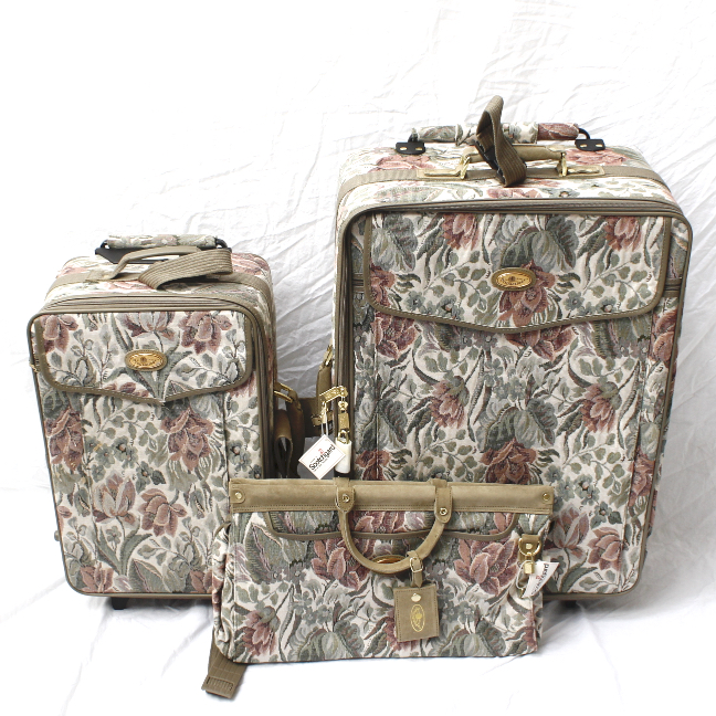 vintage tapestry luggage