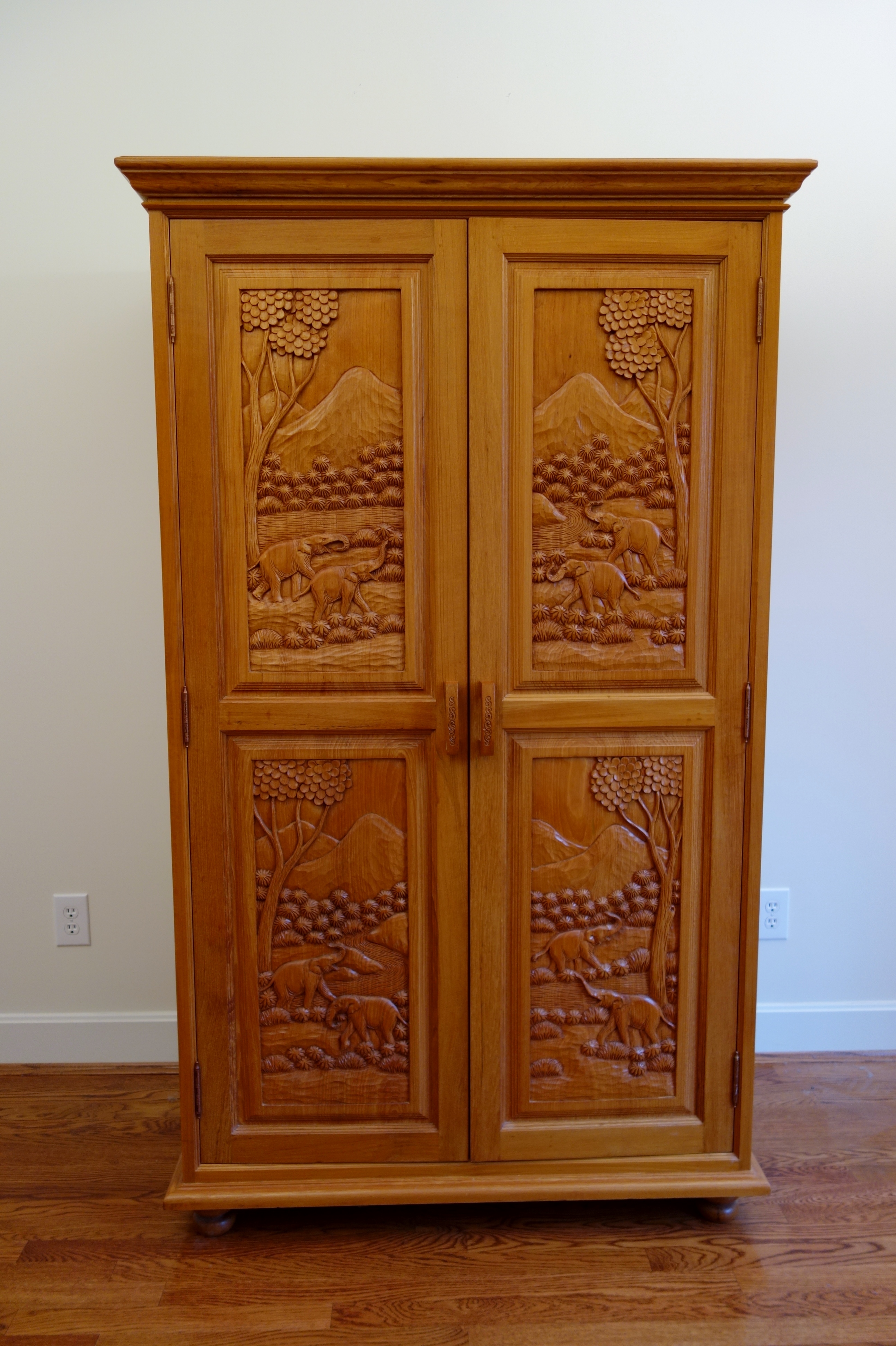 Custom Chiang Mai Hand Carved Teak Wardrobe EBTH