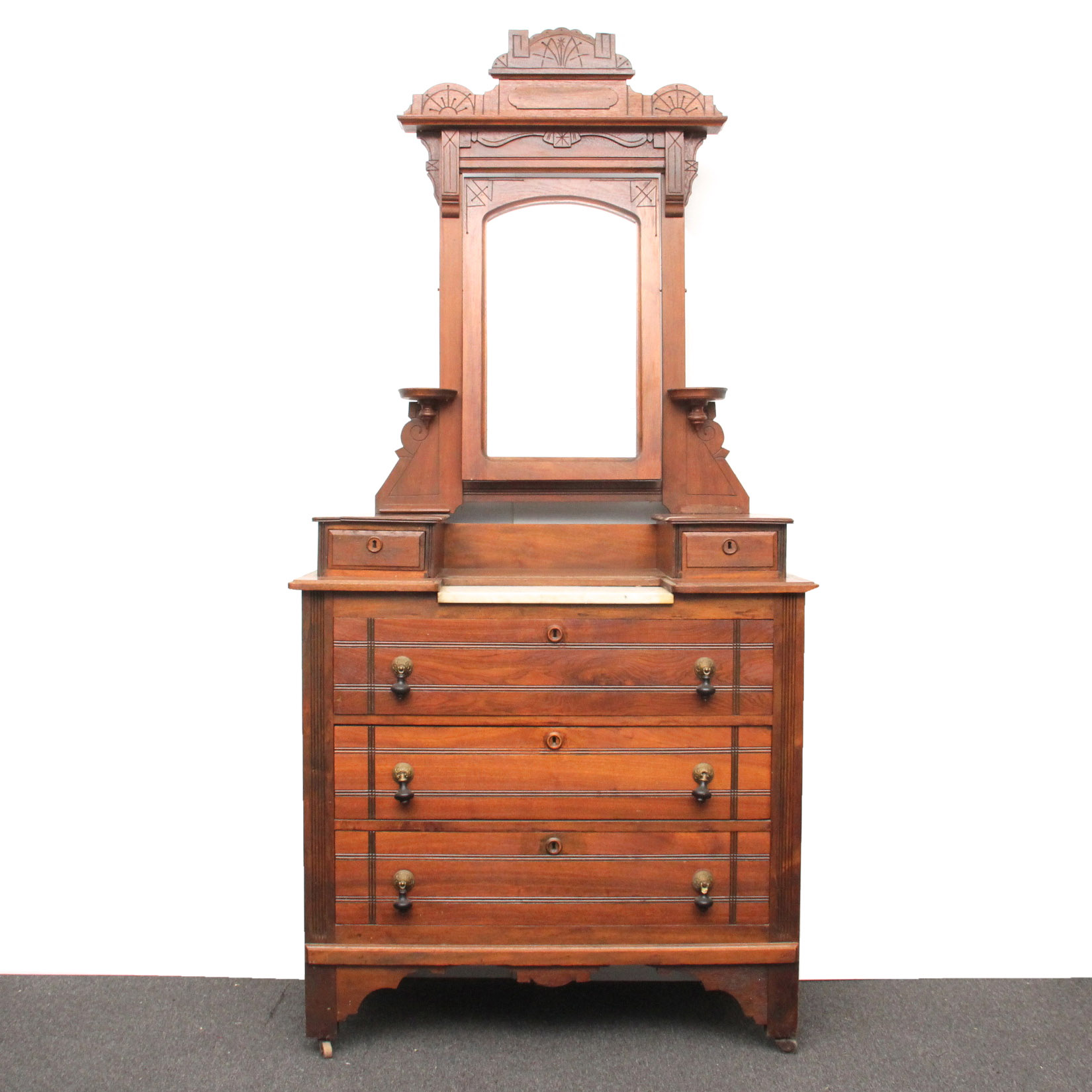 Antique Eastlake Victorian Walnut Dresser with Mirror EBTH