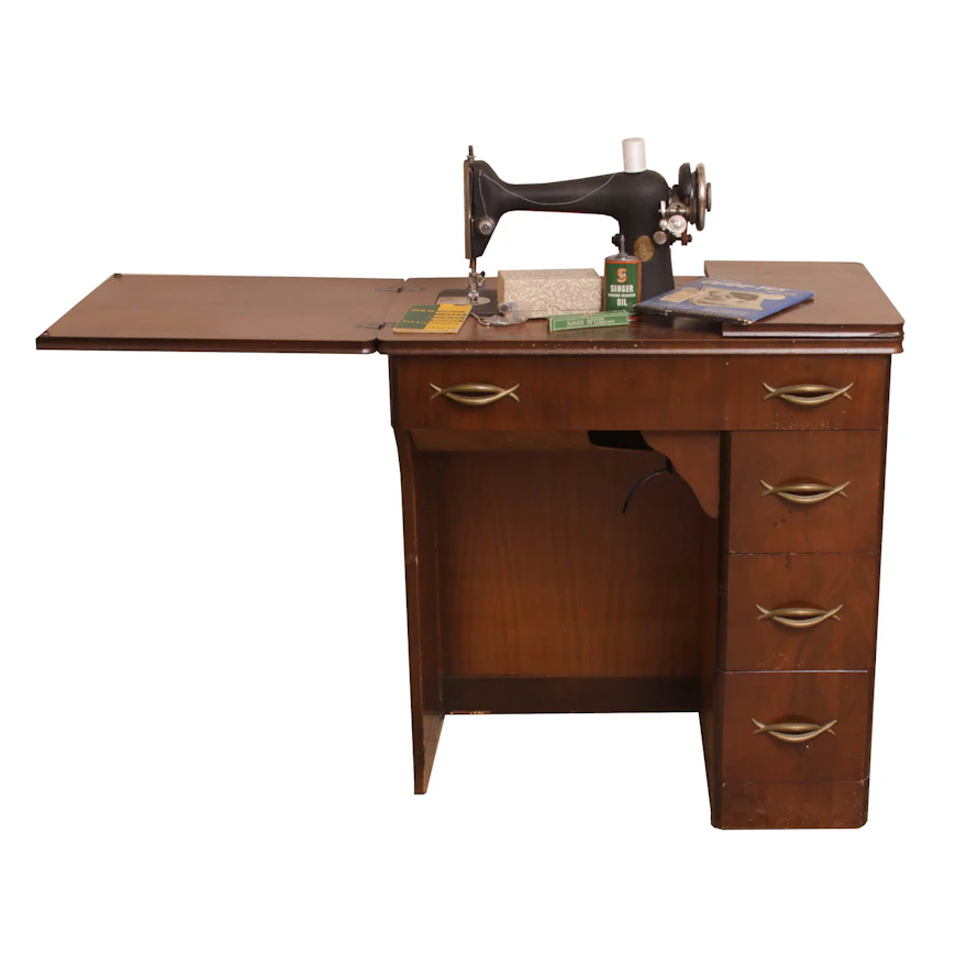 Singer Sewing Machine With Cabinet Ebth