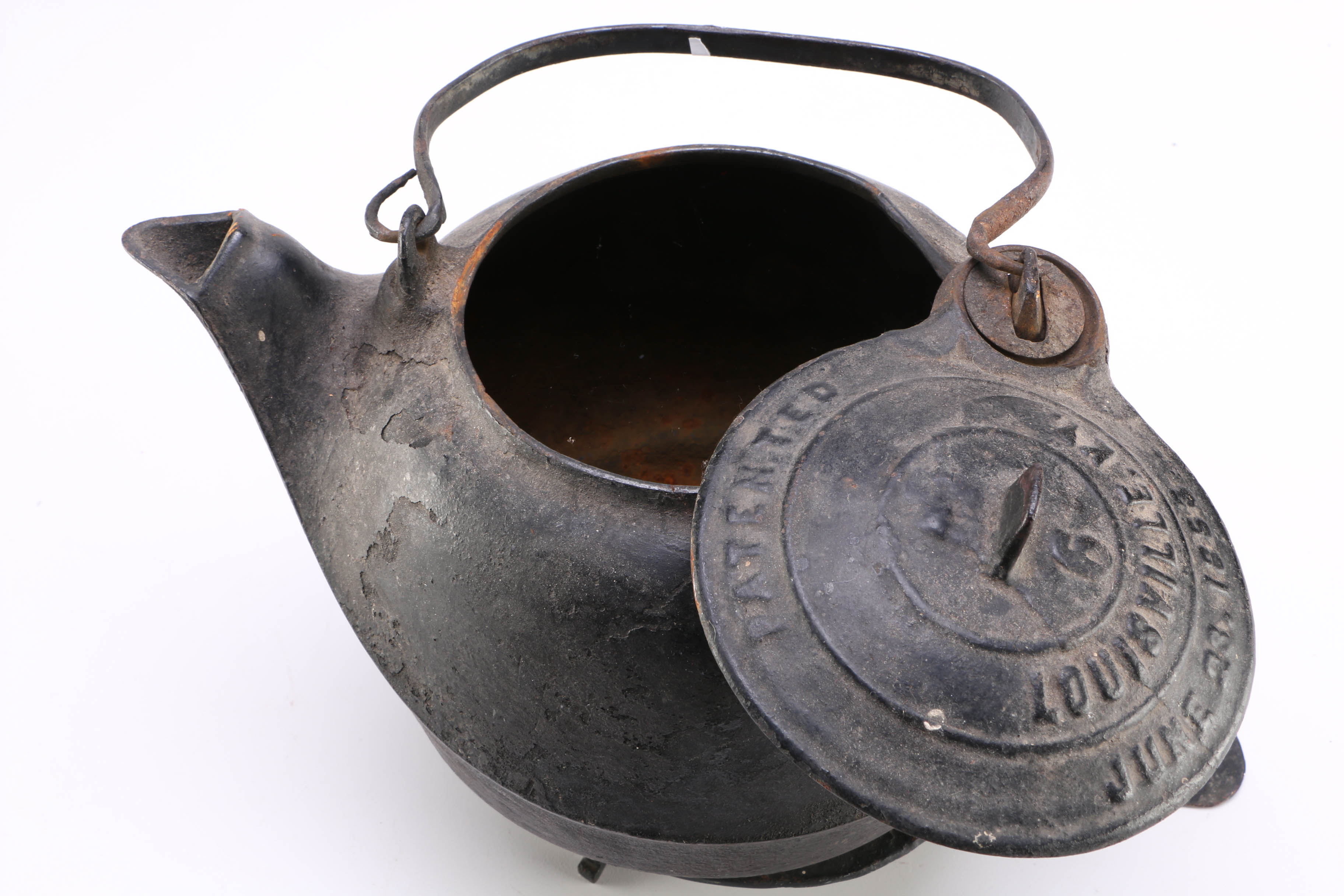 Antique Cast Iron Kettle on Stand EBTH