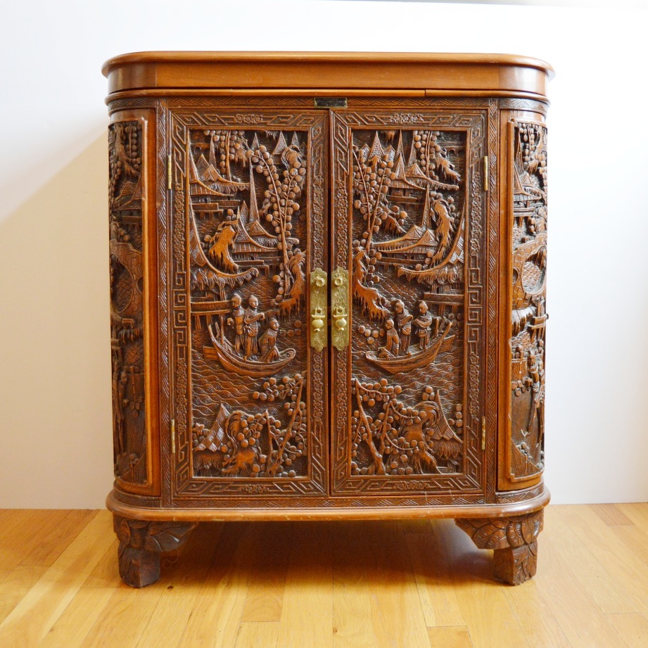 Vintage Chinese Carved Mahogany Bar EBTH