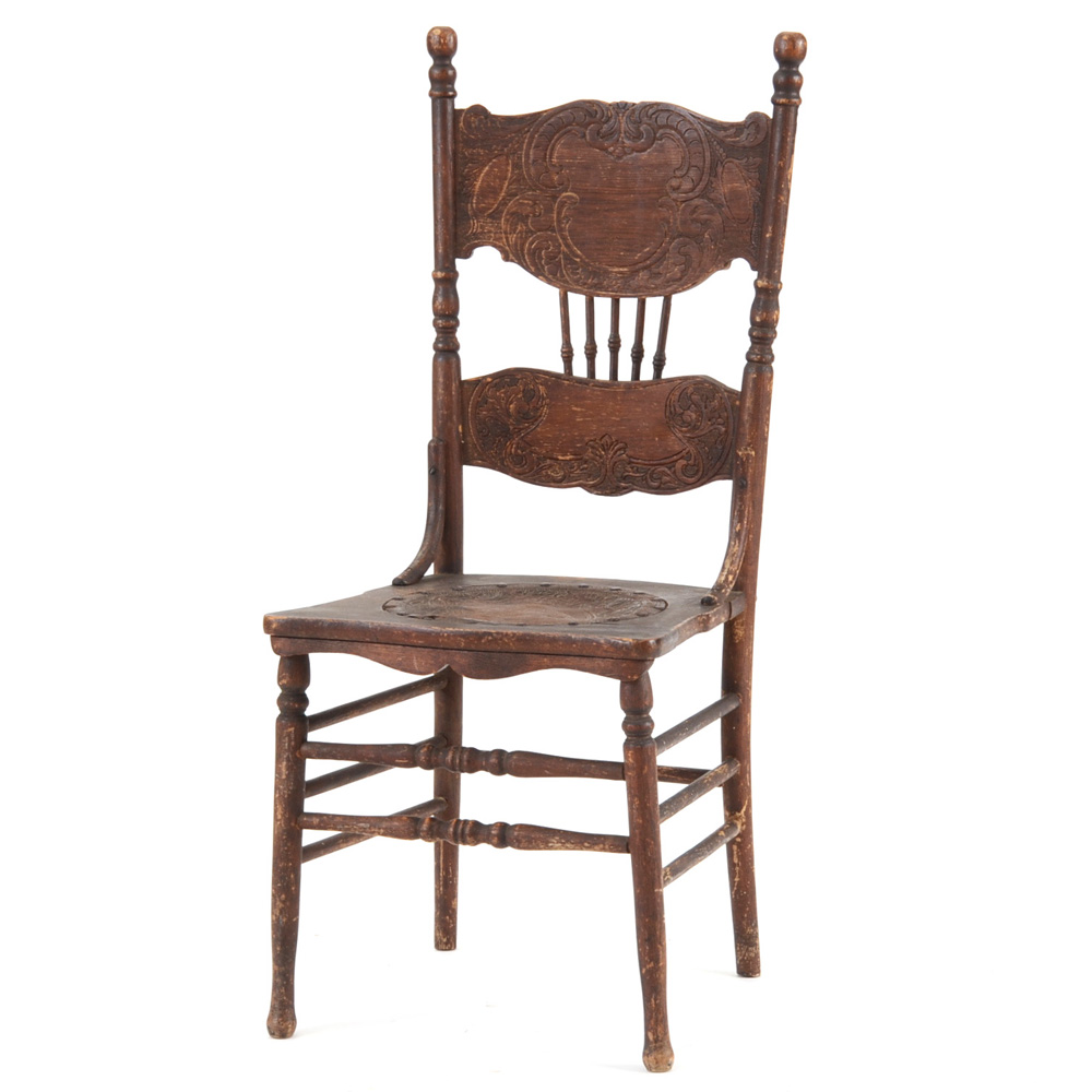 Antique Pressed Back Oak Chair EBTH