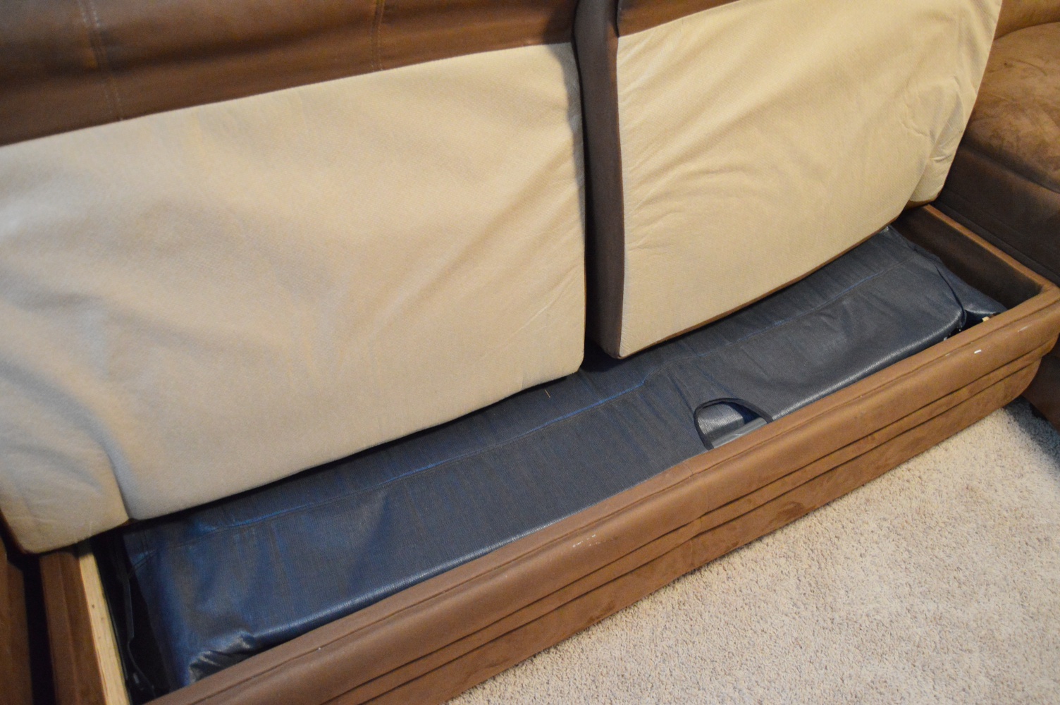 Contemporary Ultrasuede Sectional with Sofa Bed and Recliner EBTH