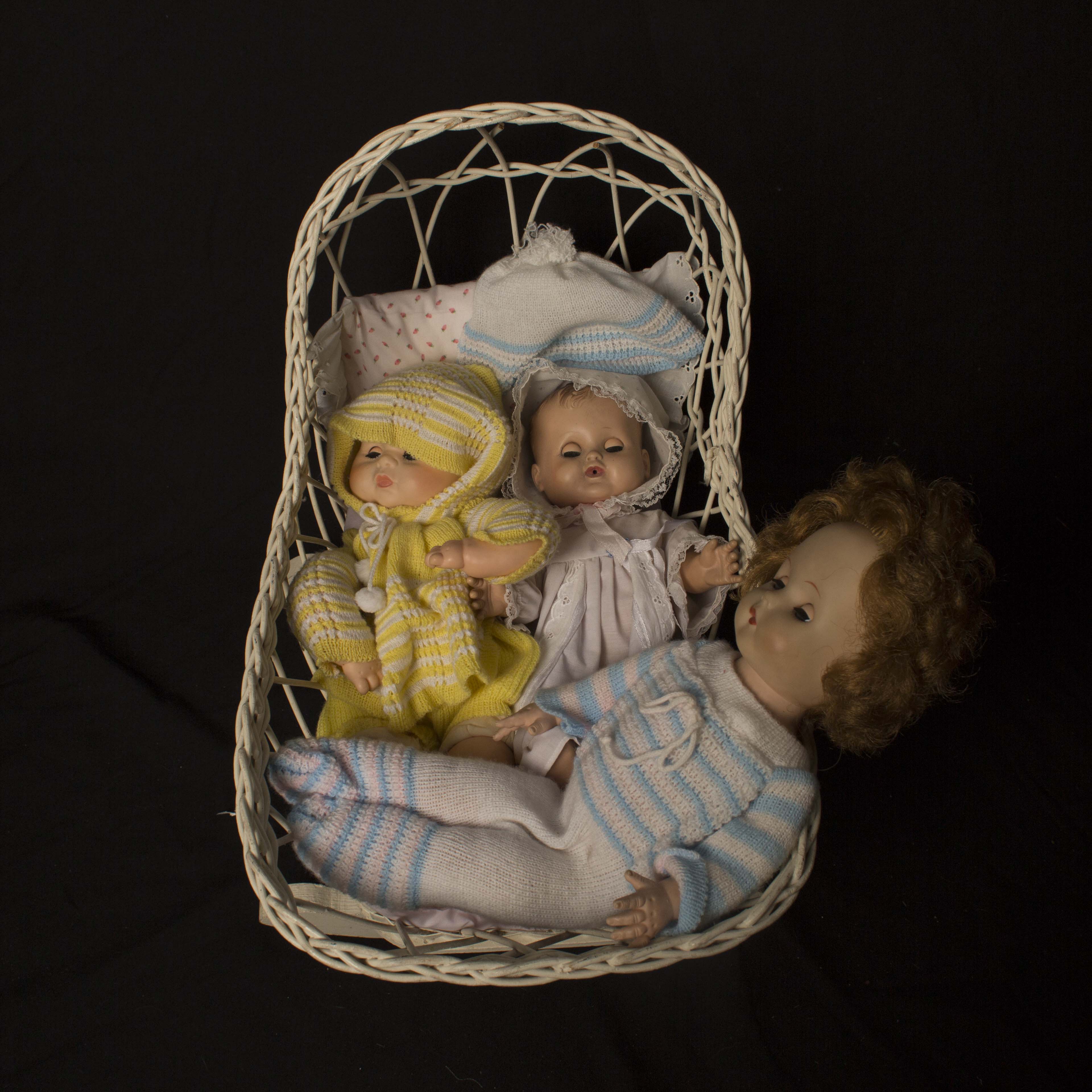 Vintage Baby Dolls In And White Crib Ebth