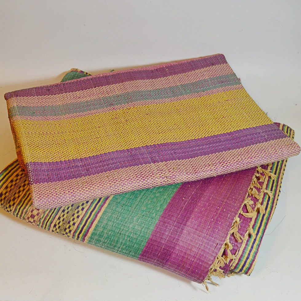 Four Vintage Philippine Woven Straw Mats EBTH