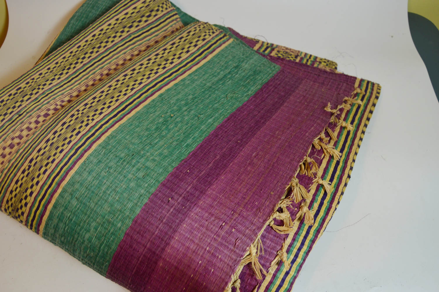 Four Vintage Philippine Woven Straw Mats EBTH