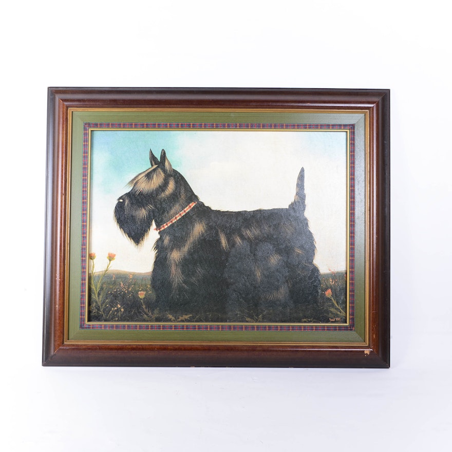 Terrier Oil Painting Vintage Terrier Oil Painting Vintage