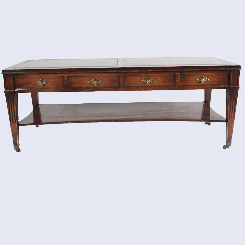 Federal Style Coffee Table with Leather Inlay EBTH