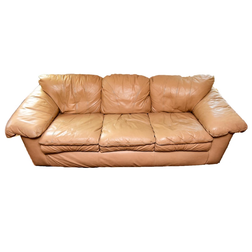 Overstuffed Leather Sofa