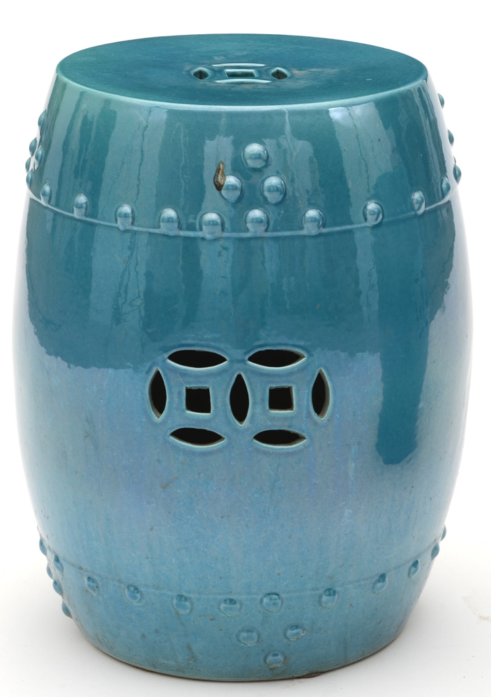 Pair of Blue Ceramic Garden Seats EBTH