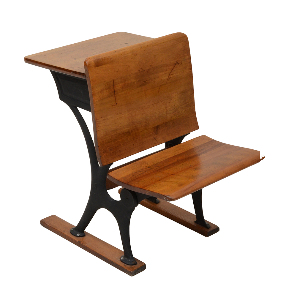 Antique Cast Iron and Wood School Desk WVXU EBTH