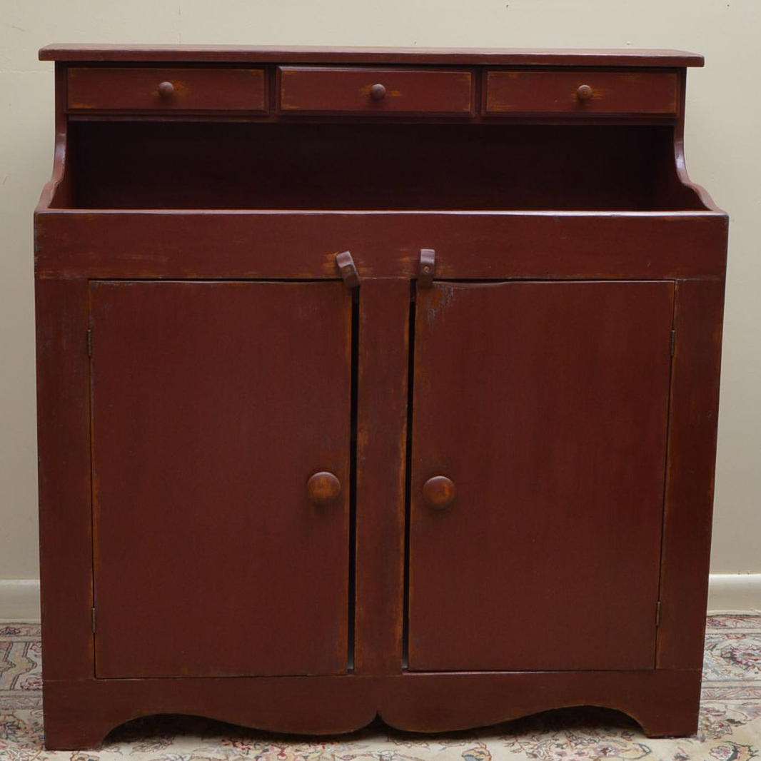 Vintage Burgundy Painted Dry Sink