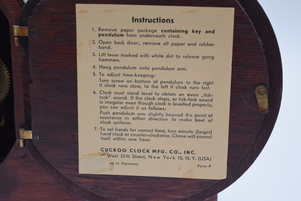 Art Deco Style German Cuckoo Manufacturing Company Style King Tambour