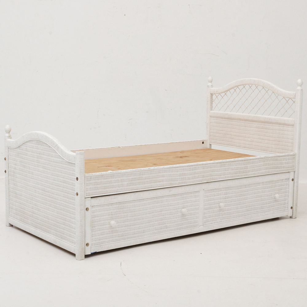 White Wicker Twin Trundle Bed EBTH