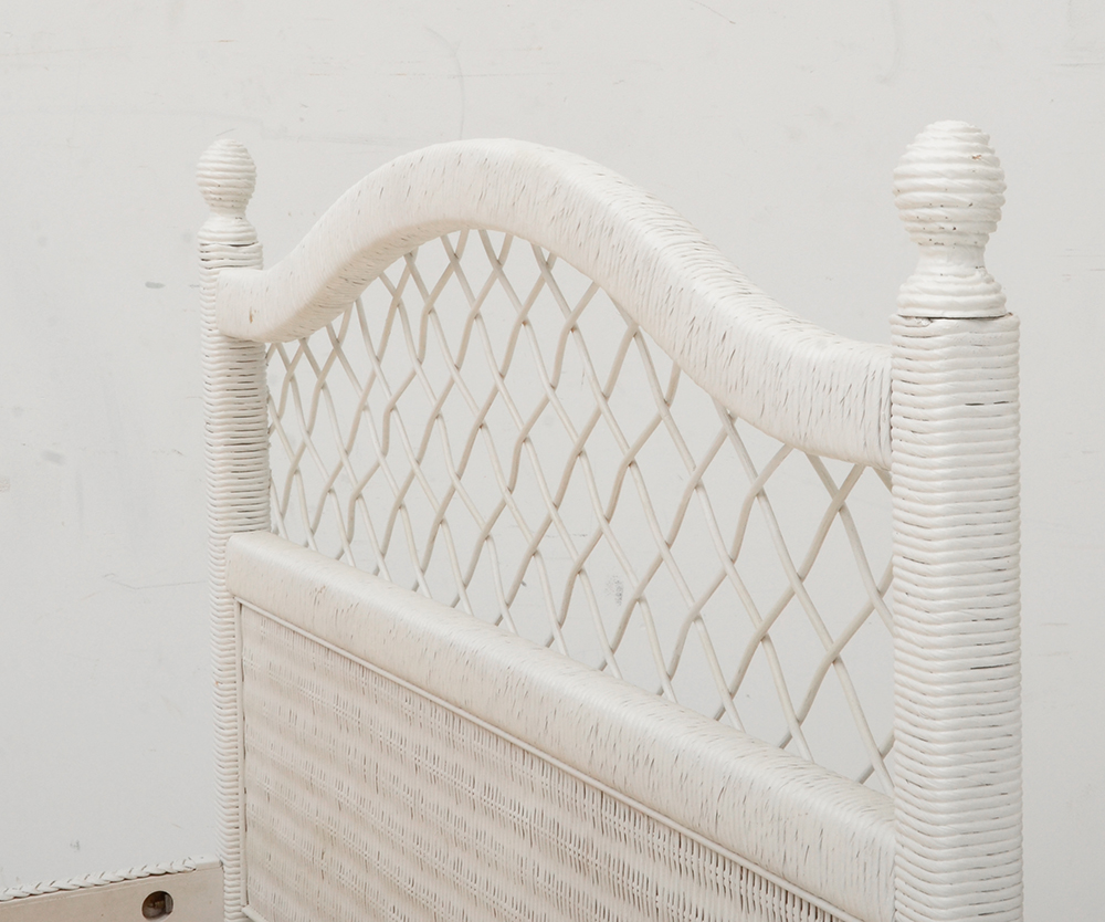 White Wicker Twin Trundle Bed EBTH