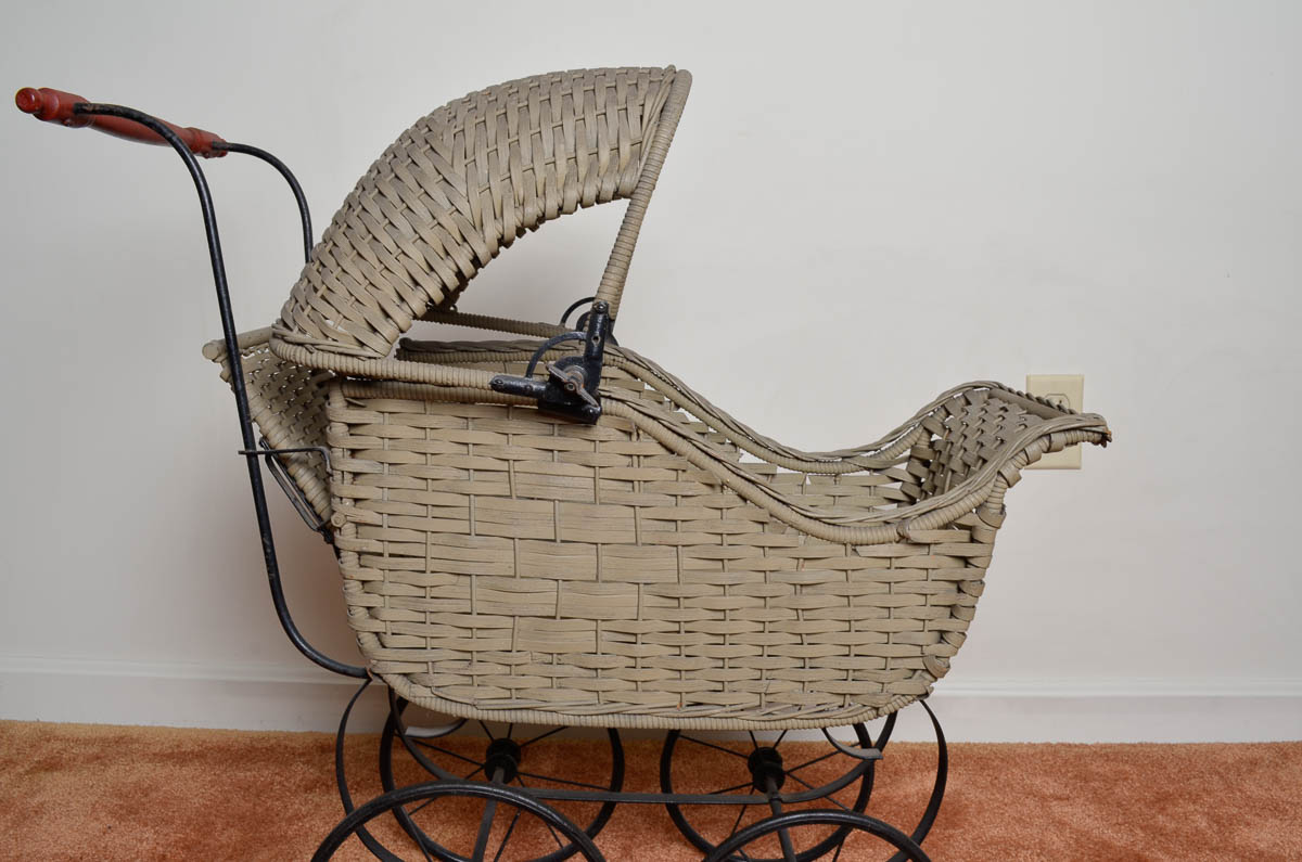 Vintage Wicker Doll Stroller EBTH