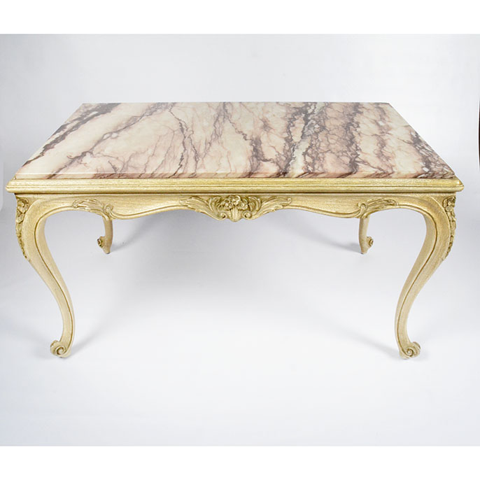 Vintage Marble Coffee Table with Gold Wooden Legs EBTH
