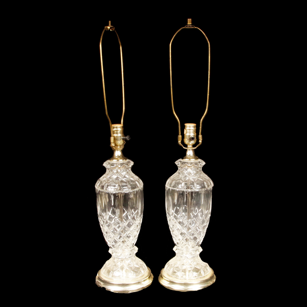 Vintage Pair of Heyco Glass Base Table Lamps : EBTH